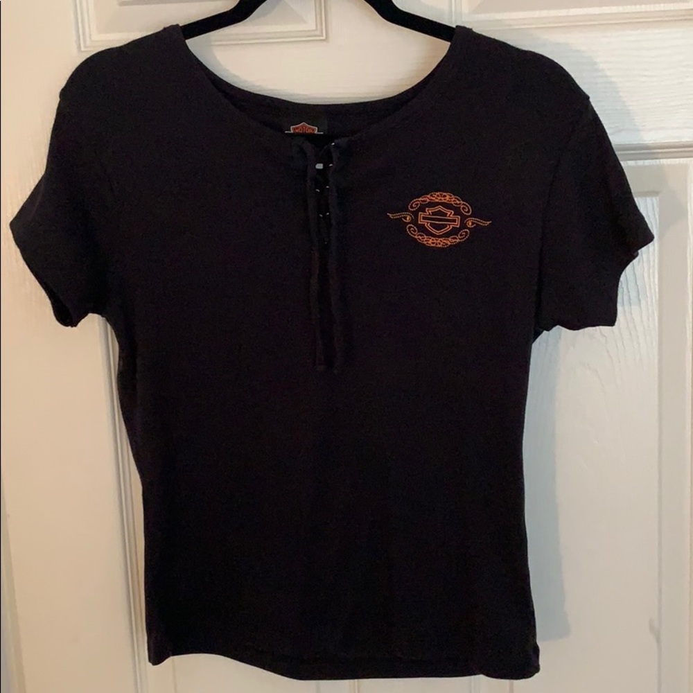 Vintage Black Harley Davidson tie up T-shirt